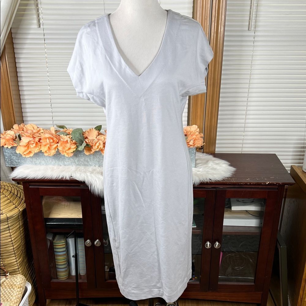 La Perla Light Gray V-Neck T-Shirt Dress Size 10 NWT